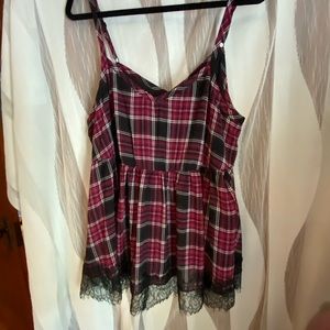 Torrid Punk/Gothic Plaid Baby Doll Cami